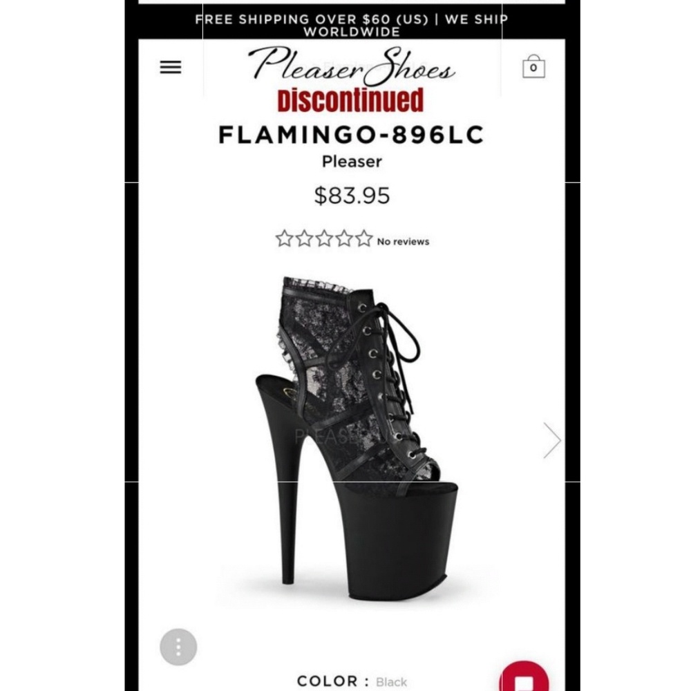 Pleaser lace up soleless heels 8 in